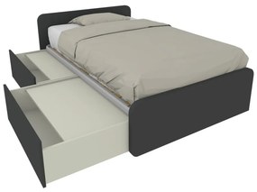 864C - Letto cameretta 120x190 1piazza e mezza con cassettoni estraibili e testate personalizzabili.Rete inclusa