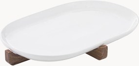 Piatto da forno in porcellana con supporto in legno Alto