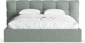 Letto matrimoniale imbottito color menta con contenitore con rete inclusa 200x200 cm Eric – Micadoni
