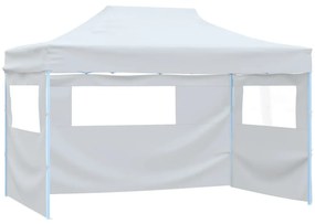 Gazebo Professionale Pieghevole 3 Pareti 3x4m Acciaio Bianco /
