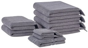 Set di 9 asciugamani cotone grigio ATIU Beliani