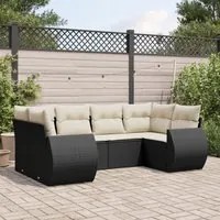 Set Divano da Giardino 6 pz con Cuscini Nero in Polyrattan 3221775