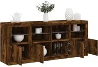 Credenza con Luci LED Rovere Fumo 163x37x67 cm 3209076