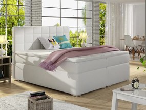 Letto matrimoniale boxspring Sara - 160 x 200 cm , Ecopelle bianco