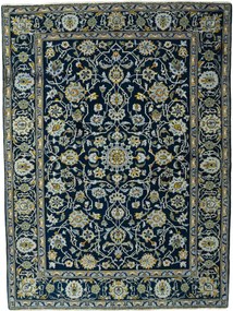 Kashan Tappeto 110 x 150 Blu (Iran) Annodato A Mano