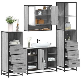 Set Mobili Da Bagno 4 Pz Grigio Sonoma İn Legno Multistrato /