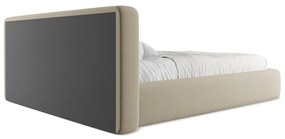 Letto matrimoniale imbottito beige con vano contenitore con griglia 160x200 cm Kiana - Makamii
