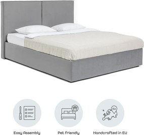 Letto matrimoniale imbottito grigio con contenitore con rete inclusa 180x200 cm Thessa Bold – Bonami Selection