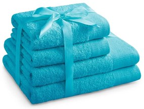 Set di asciugamani per viso e corpo tipo terry turchesi in cotone 4 pz Amari – Restilo
