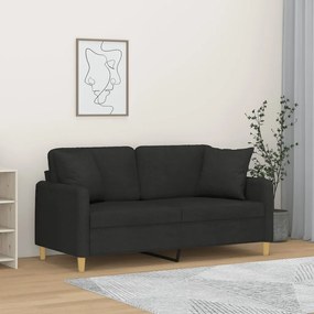 Divano A 2 Posti Con Cuscini Nero 140 Cm İn Tessuto /