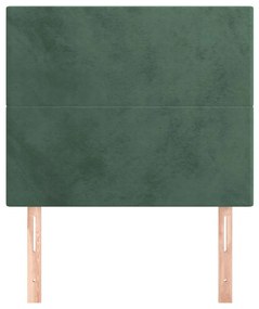 Testiera 2 pz verde scuro 80x5x78/88 cm in velluto