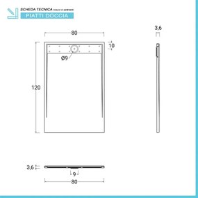 Piatto doccia 80x120 effetto marmo in resina riducibile con canalina Argo