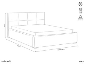 Letto matrimoniale imbottito verde in velluto con contenitore con rete inclusa 140x200 cm Hiko – Makamii