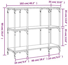 Tavolino Consolle Nero 102x35x90 cm in Legno Multistrato