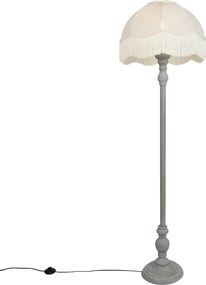 Lampada da terra grigia con paralume beige e interno bianco 45cm - Classico