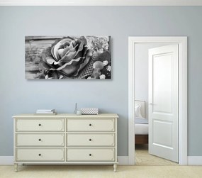 Stampa su tela – Rose vintage eleganti in bianco e nero