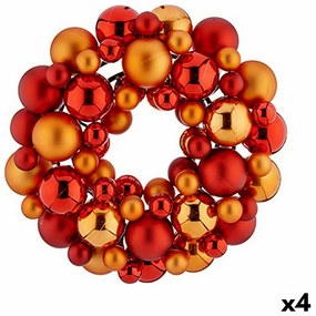 Ghirlanda di Natale Palle Rosso Arancio PVC 35 x 10 x 35 cm (4 Unità)