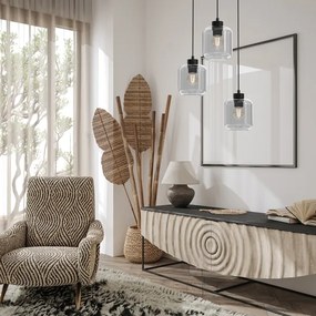 Lampadario a sospensione con filo SOMBRA 3xE27/60W/230V grigio