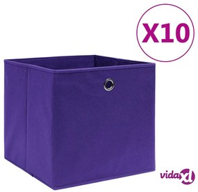 vidaXL Contenitori 10 pz in Tessuto non Tessuto 28x28x28 cm Viola