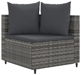 Set divani da giardino 4 pz con cuscini in polyrattan grigio