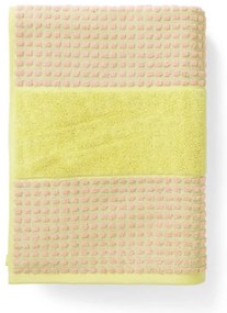 Asciugamano tipo terry giallo e rosa in cotone organico 50x100 cm Check – JUNA