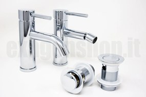 Set miscelatori Lavabo E Bidet con Piletta click clack inox cromo Athos