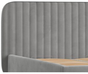 Letto matrimoniale imbottito grigio con spazio contenitivo e rete 180x200 cm Noto - Maison de Rêve