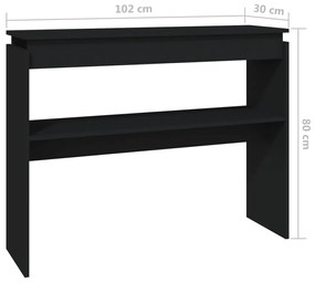 Tavolino Consolle Nero 102x30x80 cm in Legno Multistrato
