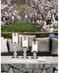 Set di 3 portacandele in cromo lucido