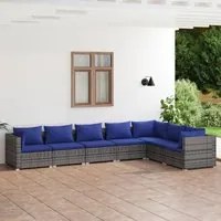 Set Divani da Giardino 7 pz con Cuscini in Polyrattan Grigio 3101742