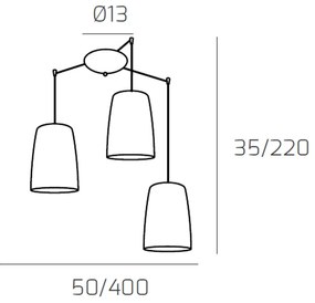 Sospensione Contemporanea Shaded Metallo Cromo Vetro Ambra 3 Luci E27