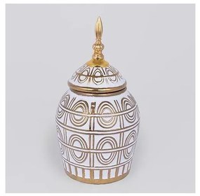 Vaso in ceramica 28x15 cm oro/bianco