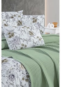 Copriletto in cotone verde 220x240 cm Waffle - Mila Home