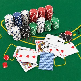 Costway Set da poker con 500 chips, 2 mazzi di carte, 5 dadi, 3 pedine dealer, valigetta in alluminio Nero