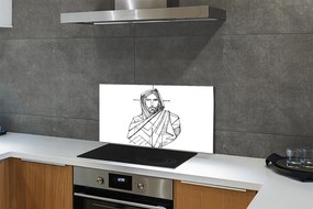 Pannello paraschizzi cucina Gesù disegno 100x50 cm