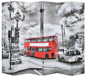 Paravento Pieghevole 228x170 Cm Stampa Bus Londra Bianco E Nero /