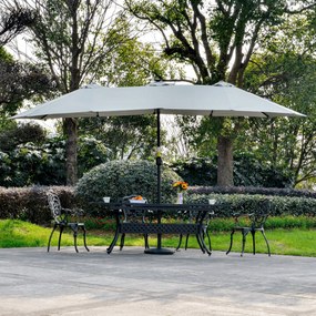 Ombrellone da Giardino Doppio 450 cm con 48 Luci LED e Manovella Grigio Chiaro...