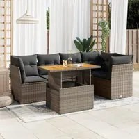 Set Divano da Giardino 6 pz con Cuscini Grigio in Polyrattan 3326930