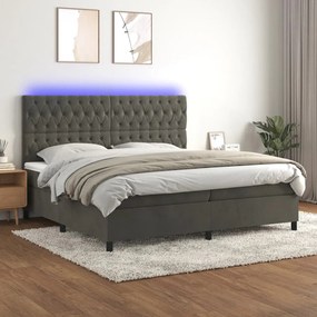 Letto A Molle Con Materasso E Led Grigio Scuro 200x200 Cm /