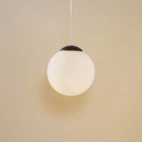 SOLLUX LIGHTING Lampada a sospensione a sfera, vetro opalino/cromo, Ø 30 cm