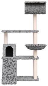 Albero per gatti con tiragraffi in sisal grigio chiaro 131 cm