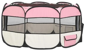 Box per cani pieghevole con borsa trasporto rosa 145x145x61 cm
