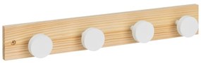 Attaccapanni da parete bianco/di colore naturale in pino massiccio 40 cm Anillos – Casa Selección