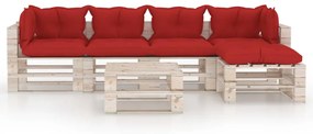 Set divani da giardino pallet 6 pz con cuscini in legno di pino