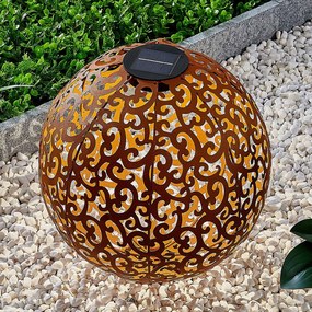 Lindby Lampada LED solare Eduta, sfera ruggine