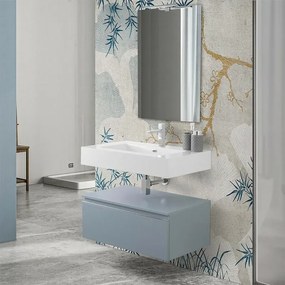 Mobile bagno 80 cm blu pastello lavabo sospeso e specchio Iside