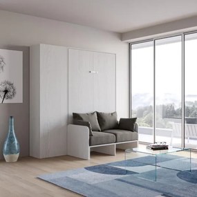 Letto a scomparsa 120 cm una piazza e mezza con colonna Bianco KENTARO SOFŔ