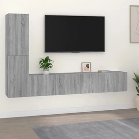 Set Di Mobili Porta Tv 4 Pz Grigio Sonoma İn Legno Multistrato /