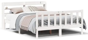 Letto Senza Materasso Bianco 160x200 Cm Legno Massello Di Pino /