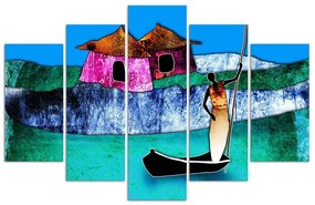 Quadro su tela 5 pannelli Africa colorata Natura